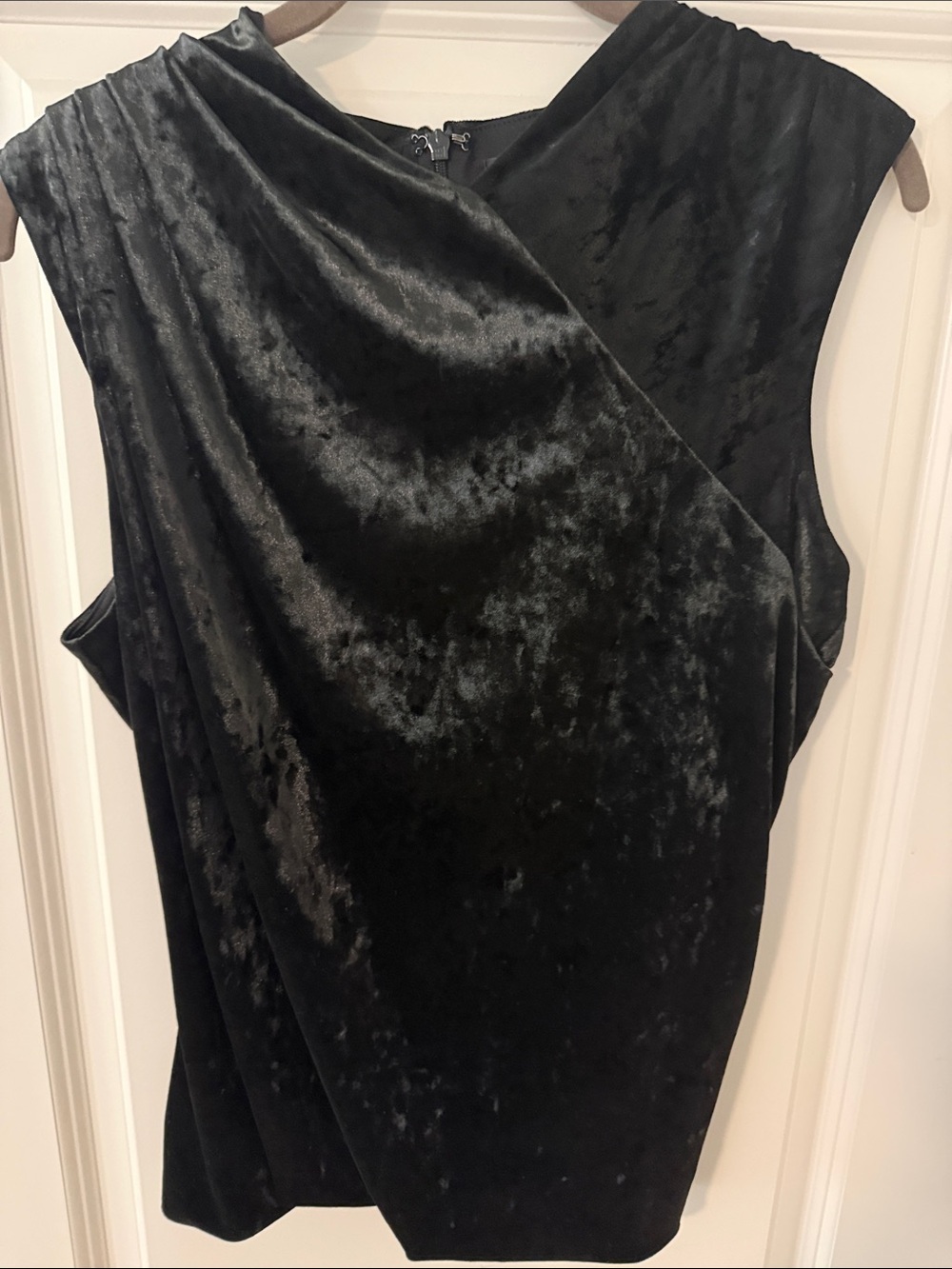 White House Black Market Black Velvet Draped Tank